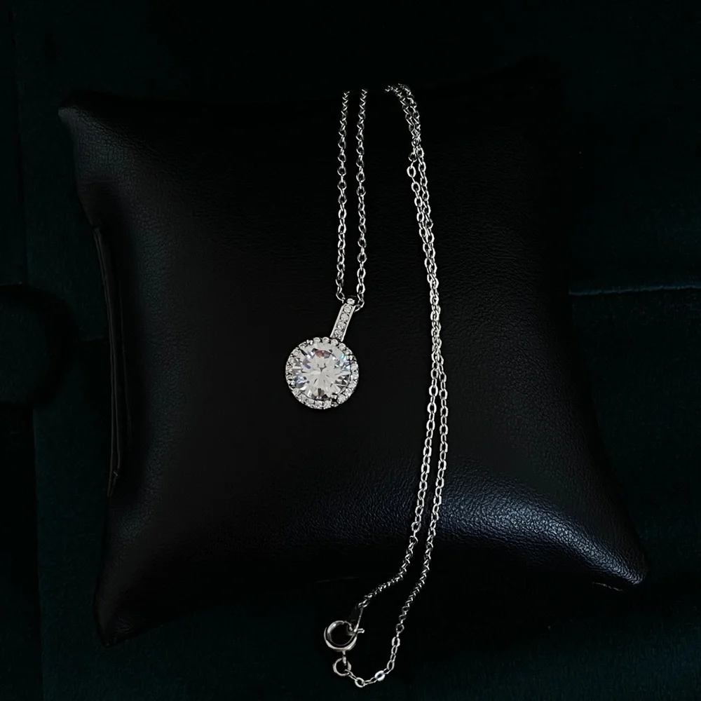 Diamond Sterling Silver Cubic Zirconia Necklace. - Picture 5 of 5